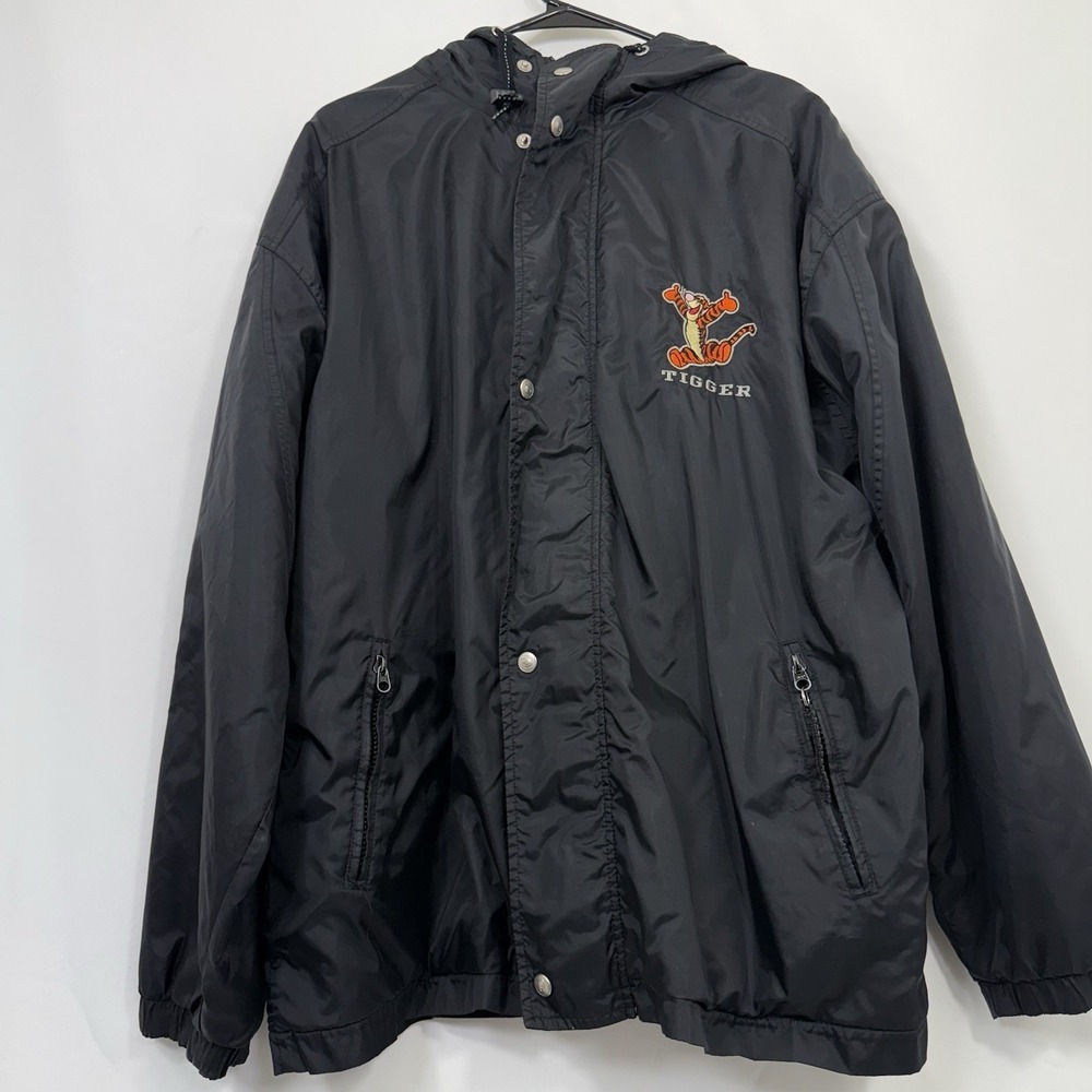 Vintage Rare DISNEY TIGGER Embroidered Logo Lined Hooded Jacket Baggy Fit Large‎